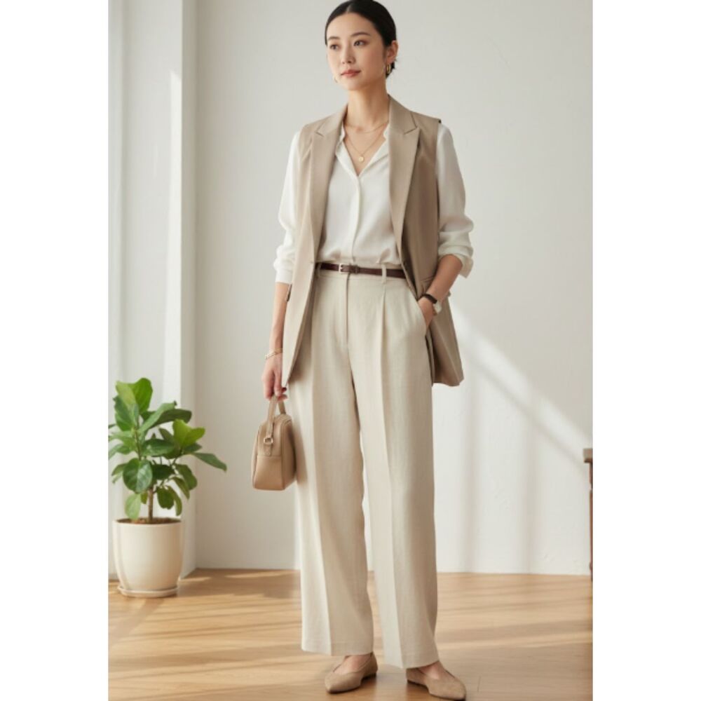 Gef Tan‎ Longline Blazer Vest Size Medium